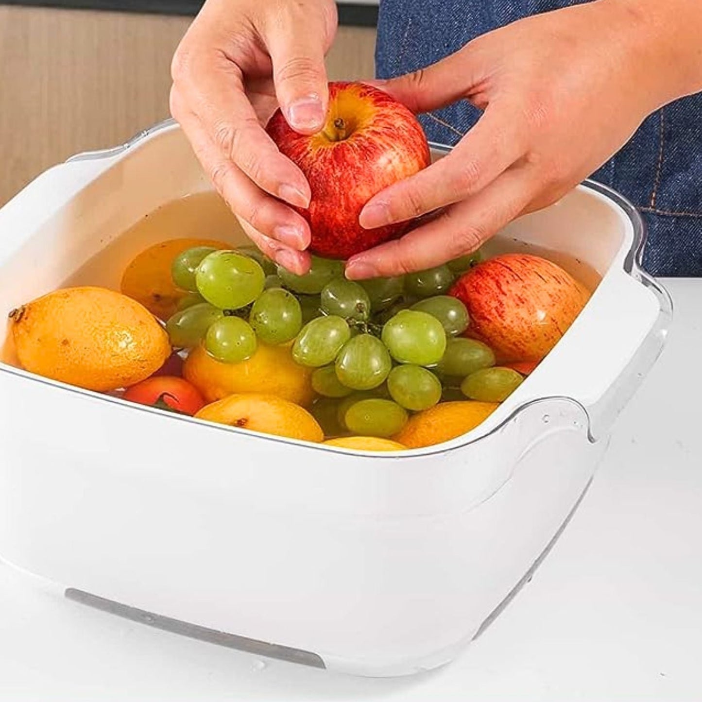 Recipiente Colador Multiuso Santú Home & Deco3#Blanco