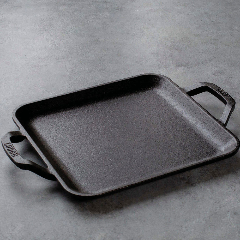 Plancha Grill Cuadrada Con Doble Asa Lodge Cast Iron3#Negro