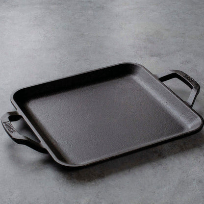 Plancha Grill Cuadrada Con Doble Asa Lodge Cast Iron3#Negro