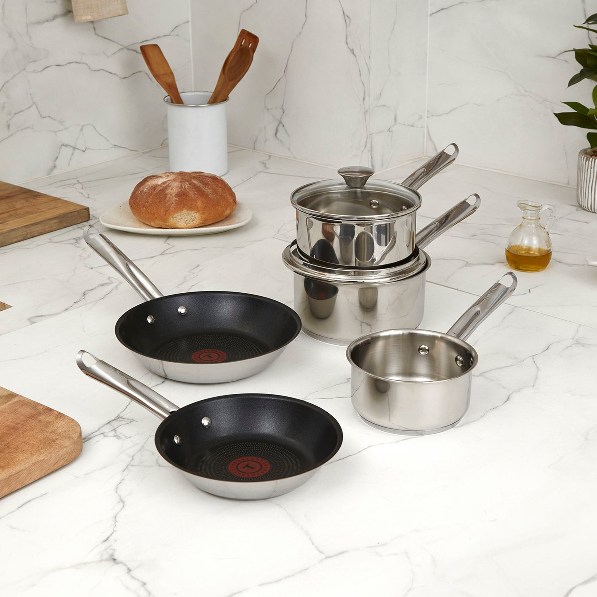 Bateria De Cocina Acero Inoxidable Elementary 7 PCS Tefal1#Acero