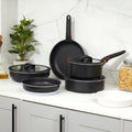 Bateria De Cocina Antiadherente Ingenio 12 PCS Con Mango Removible Tefal1#Negro