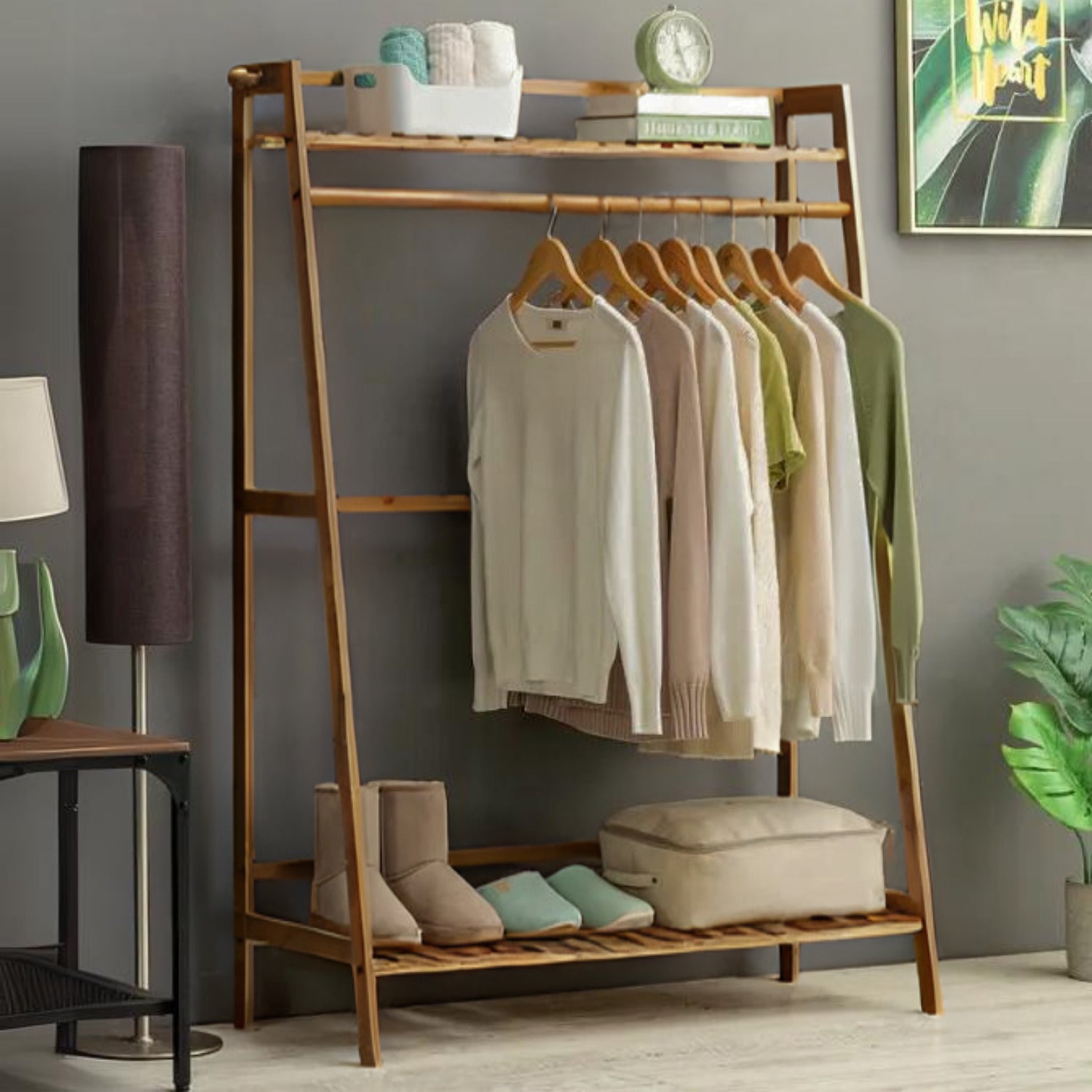 Perchero Madera Con Repisas Y Organizador De Ropa Santú Home & Deco4#Marrón