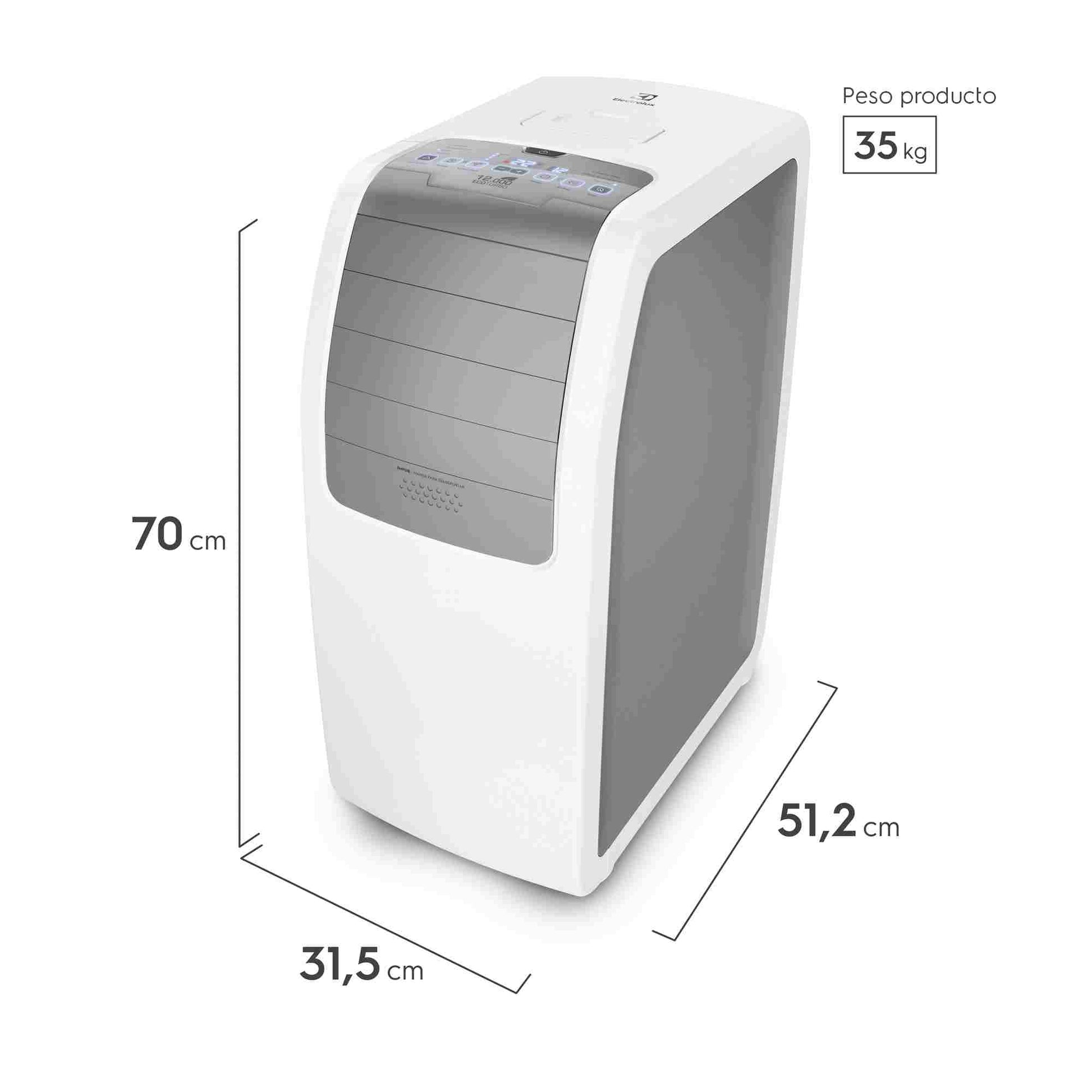 Aire Condicionado Portátil 12.000 BTUs Frío/Calor Modo Turbo Electrolux3#Blanco | Gris