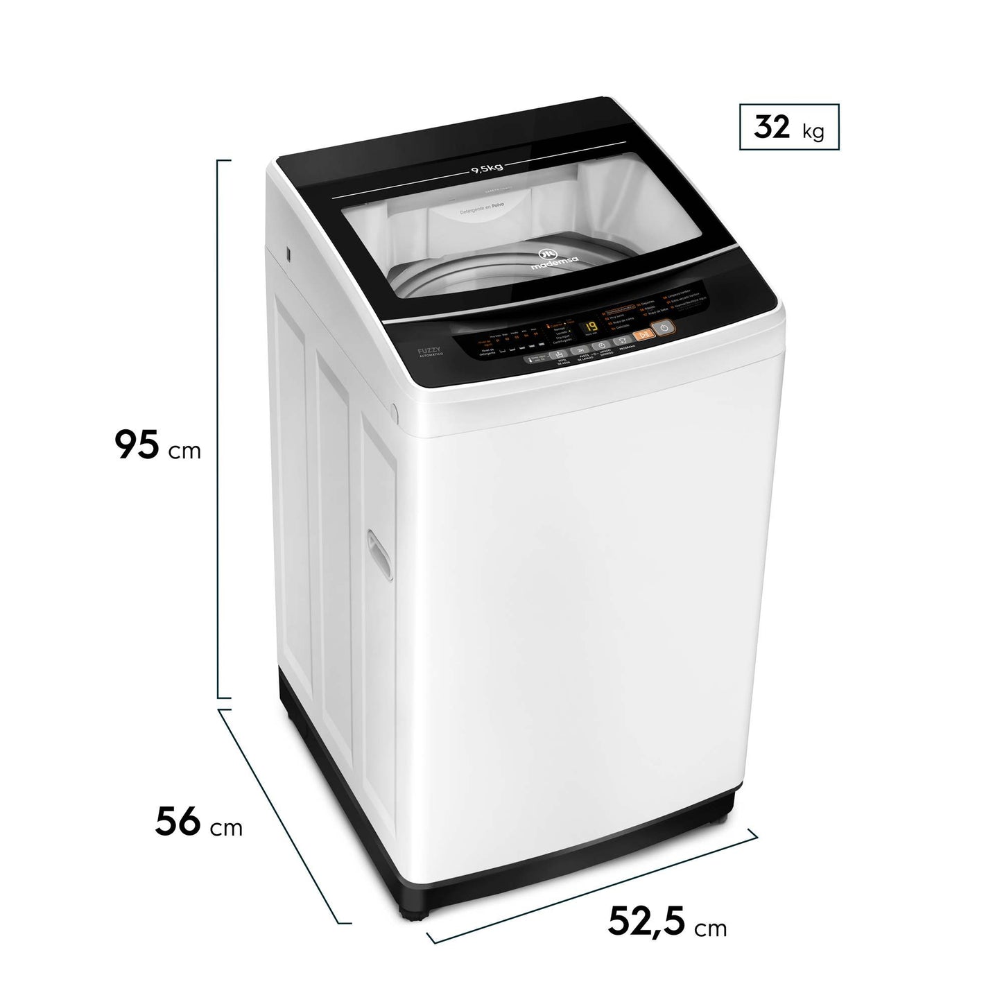 Lavadora Automática 9,5Kg Carga Superior Fuzzy Automático 9,5 BZG Mademsa3#Blanco
