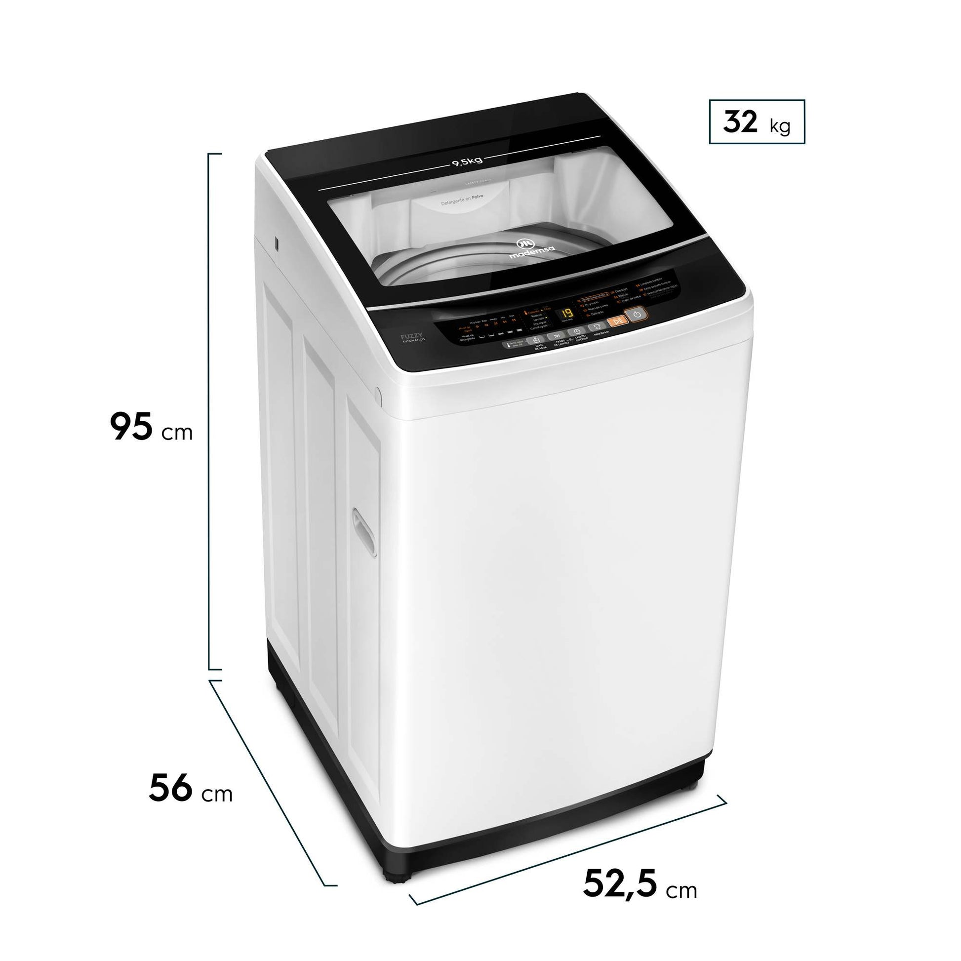Lavadora Automática 9,5Kg Carga Superior Fuzzy Automático 9,5 BZG Mademsa3#Blanco