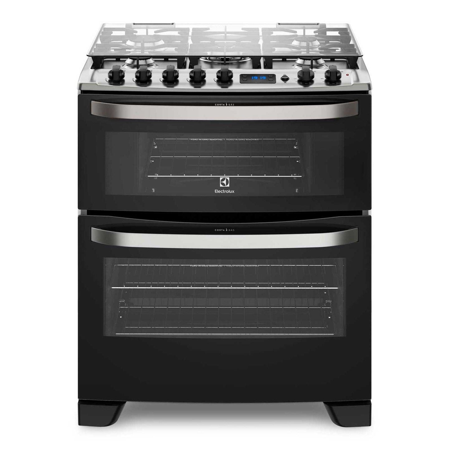 Cocina a Gas 5 Platos Doble Horno Timer Digital 76DBA Electrolux2#Negro