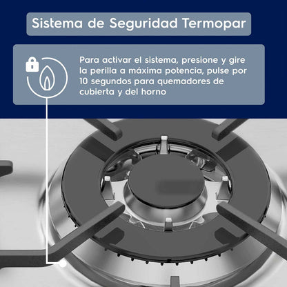 Cocina a Gas 5 Platos Doble Horno Timer Digital 76DBA Electrolux4#Negro