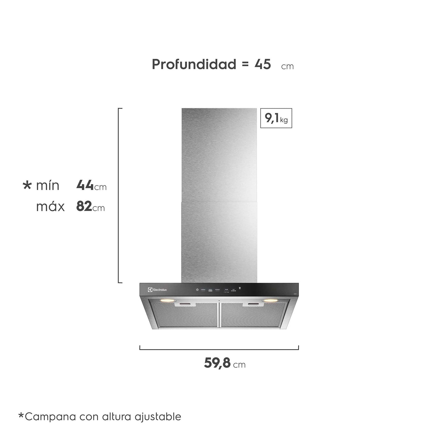 Campana de Pared 60 cm Timer y Panel Touch CE6TF Electrolux3#Acero