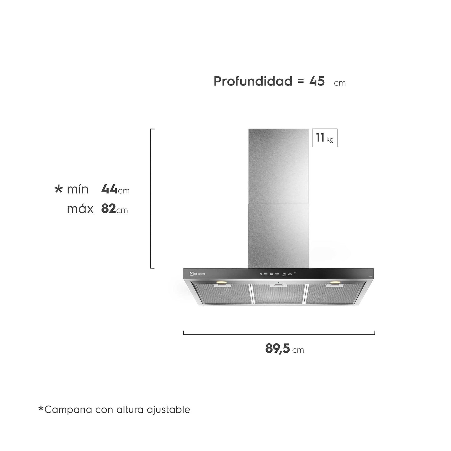 Campana Cocina Decorativa Pared 90cm Timer CE9TF Electrolux3#Acero