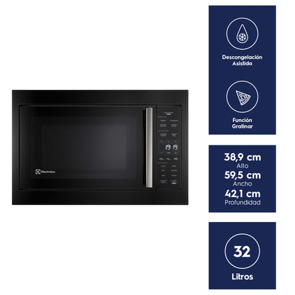 Microondas Empotrable 32 Litros Digital Grill ME3BP Electrolux6#Negro