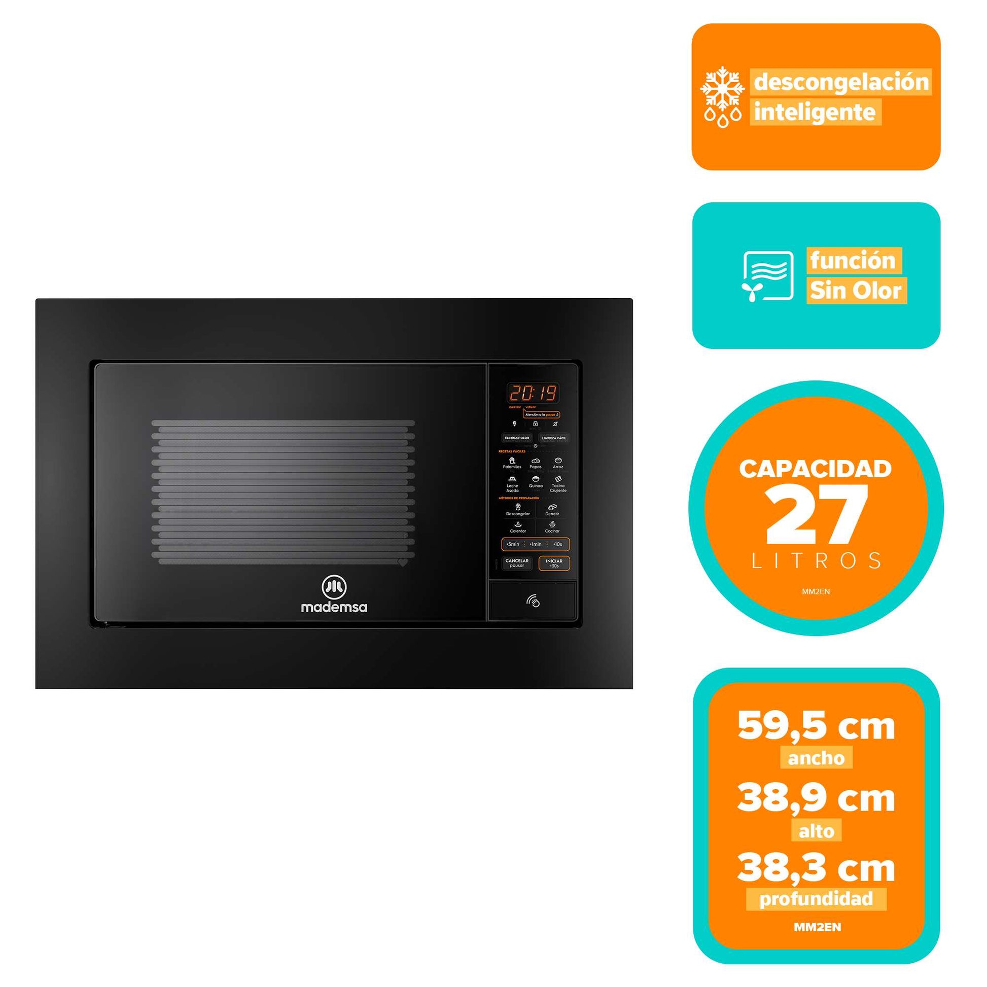 Microondas Empotrable 27 Litros Digital MM2EN Mademsa9#Negro