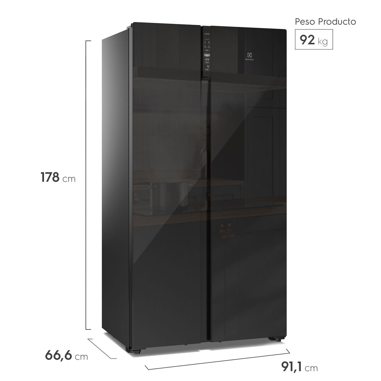 Refrigerador 525L No Frost Side by Side Inverter ES5GB Electrolux3#Negro