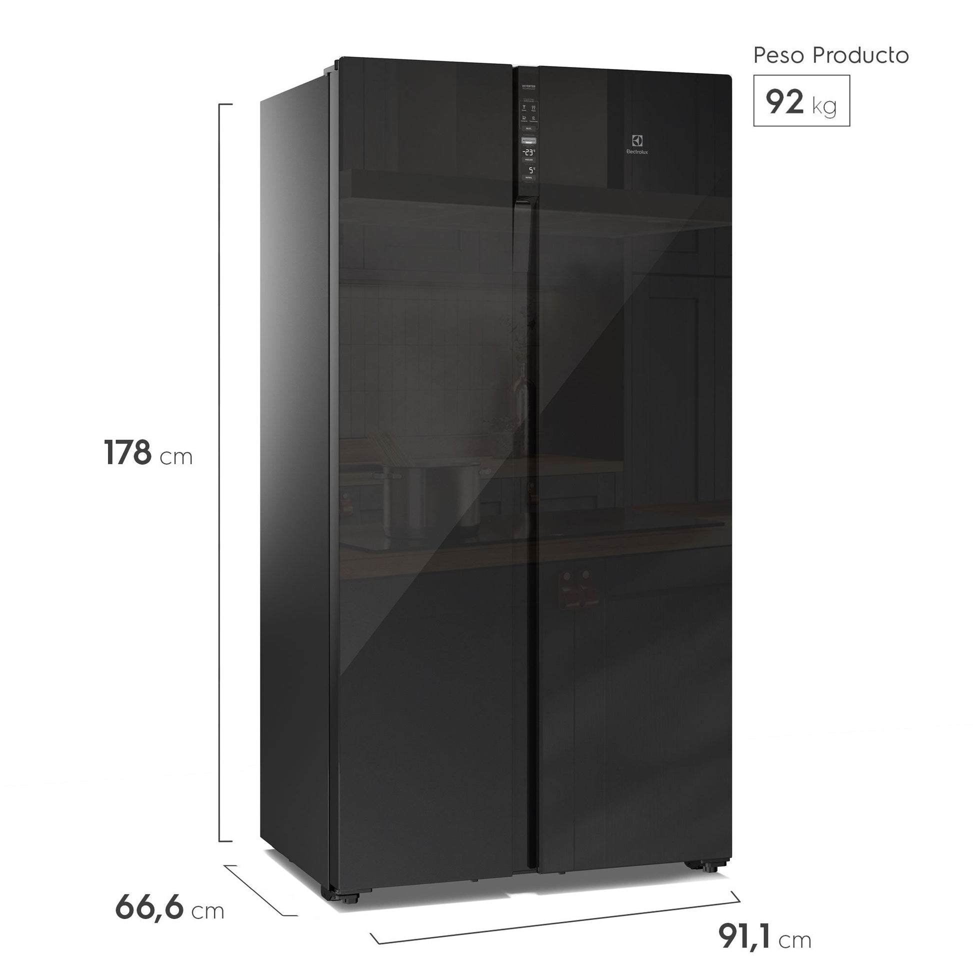 Refrigerador 525L No Frost Side by Side Inverter ES5GB Electrolux3#Negro