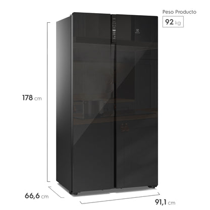 Refrigerador 525L No Frost Side by Side Inverter ES5GB Electrolux3#Negro