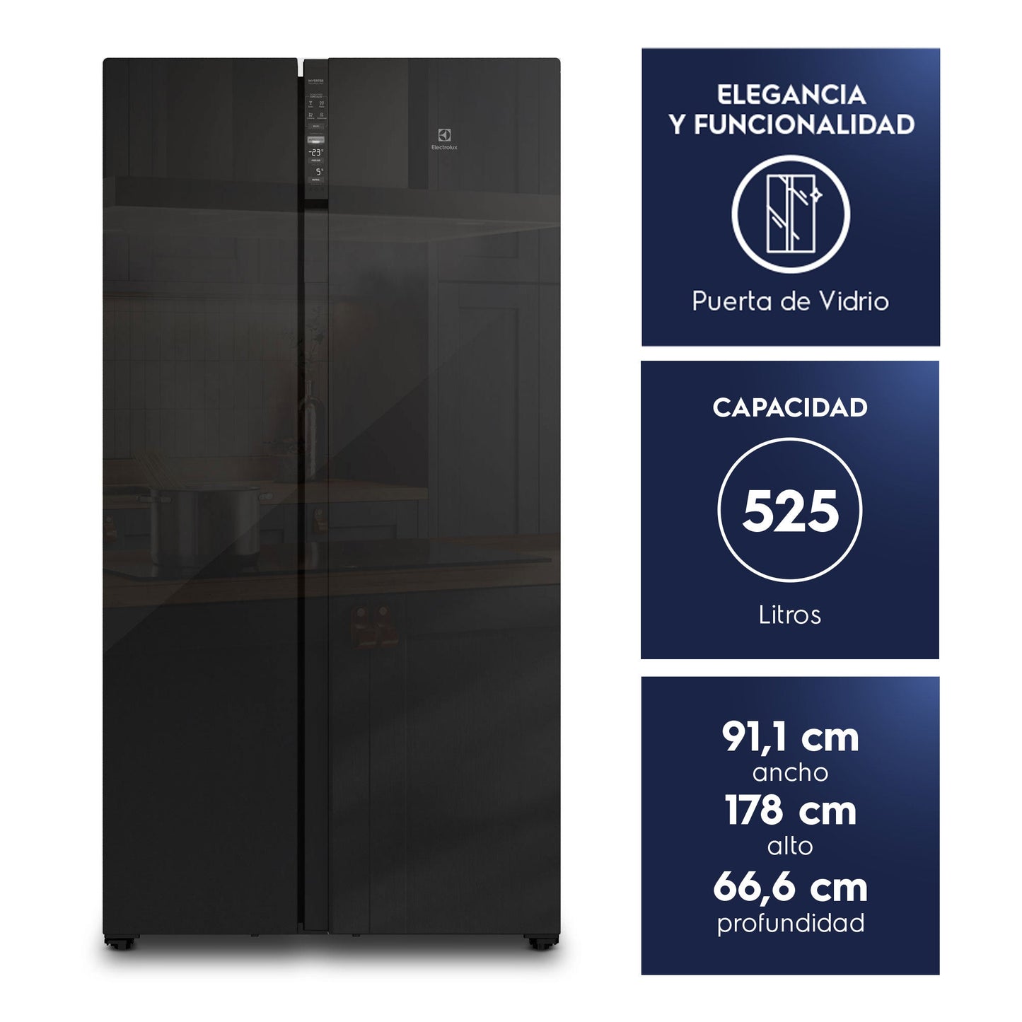 Refrigerador 525L No Frost Side by Side Inverter ES5GB Electrolux6#Negro