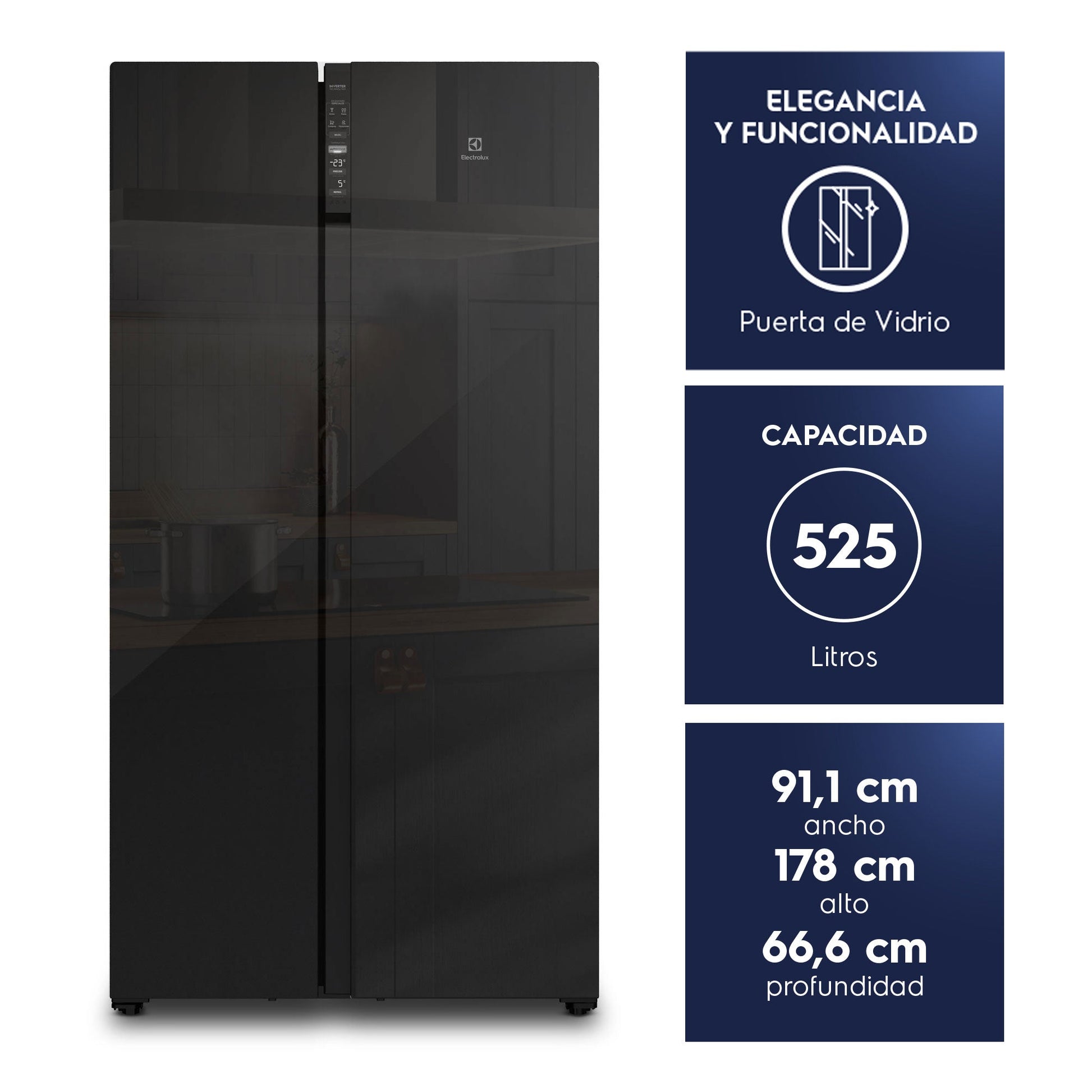 Refrigerador 525L No Frost Side by Side Inverter ES5GB Electrolux6#Negro