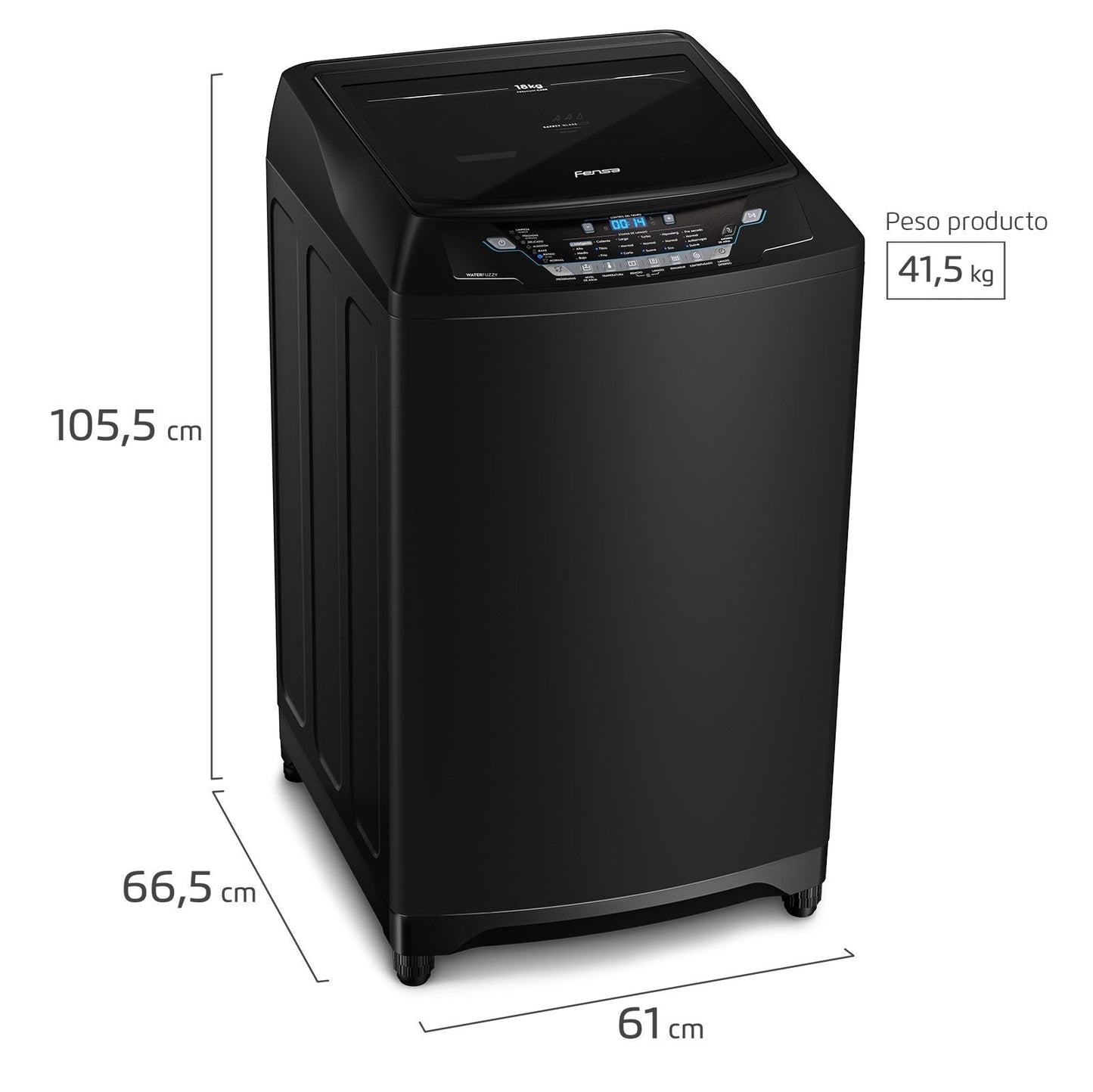 Lavadora Automática 18 Kg Carga Superior Ahorro de Agua Premium Care 18 Fensa3#Negro