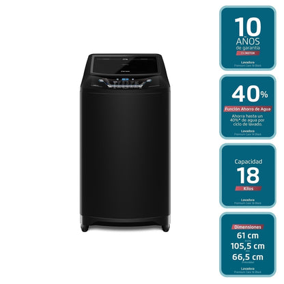 Lavadora Automática 18 Kg Carga Superior Ahorro de Agua Premium Care 18 Fensa8#Negro