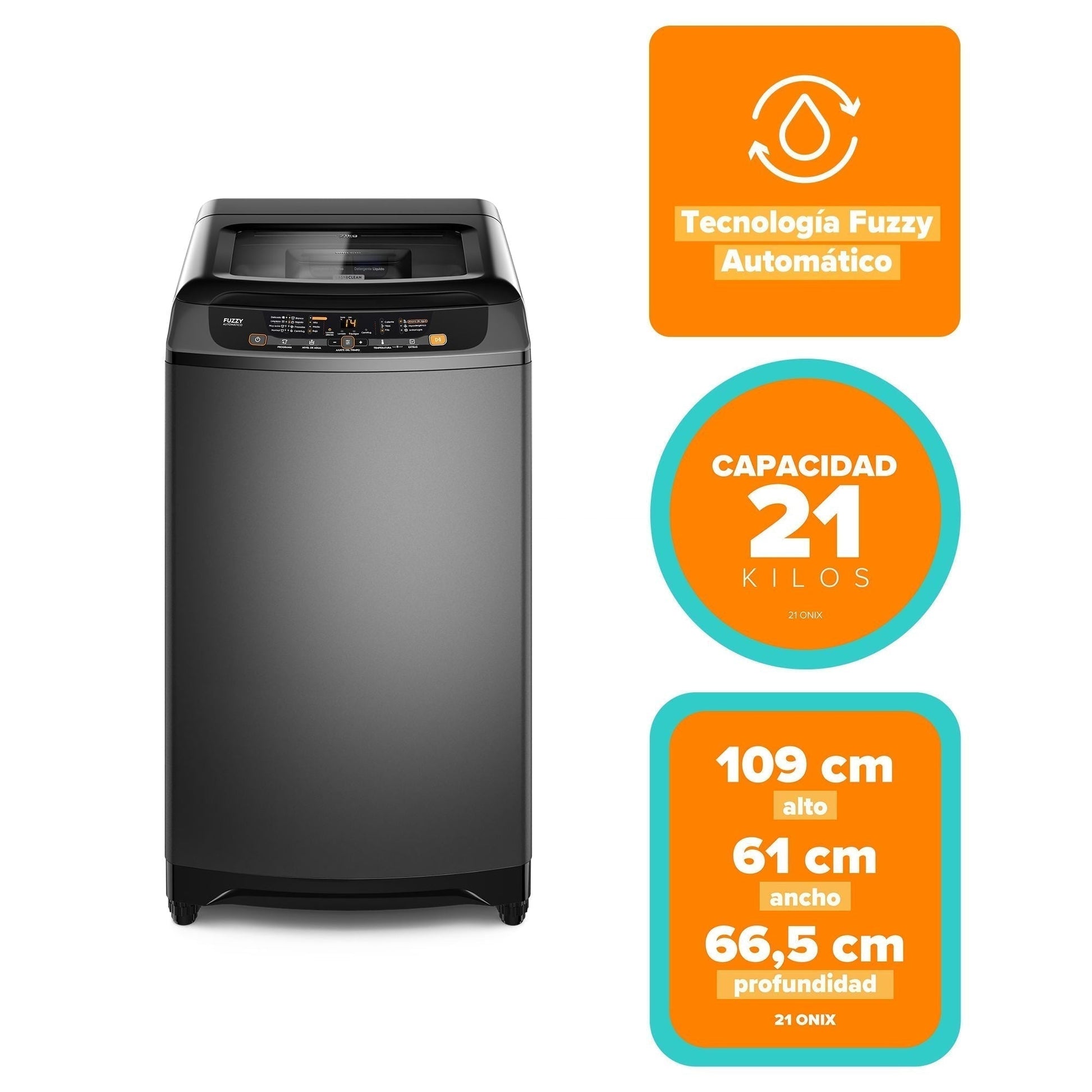 Lavadora Automática 21Kg Carga Superior Control Tiempo 21 Mademsa6#Inox