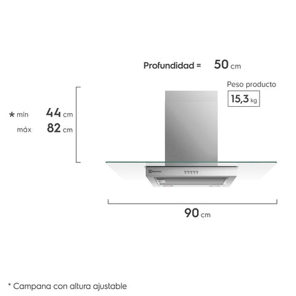 Campana de Pared 90cm Efficient Luz LED CE9VX Electrolux3#Acero