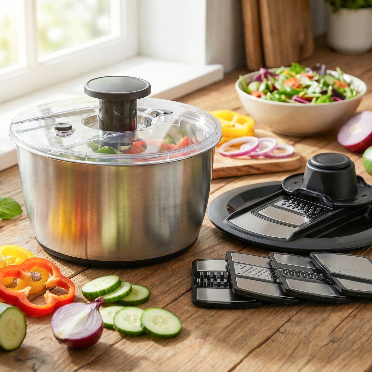 Centrifugador y Mandolina para Verduras 5 Cuchillas Simple Cook