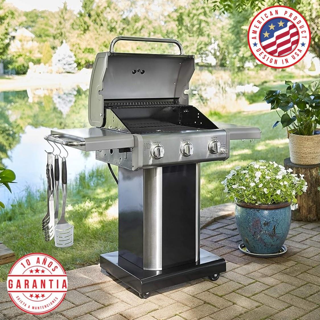 Parrilla A Gas 3 Quemadores KE-P4030 Kenmore.1#Negro