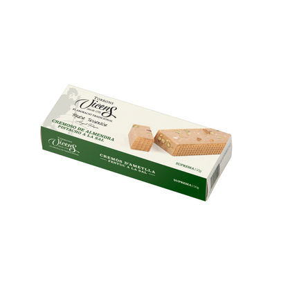 Turron cremoso de almendra con pistacho a la sal 150 grs Vicens