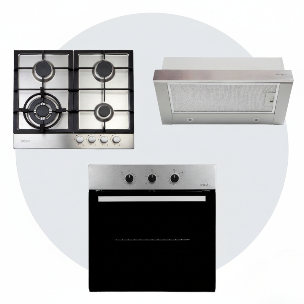 Kit Horno Design 57 Lts + Campana Easy Flow 60cm + Encimera Design 4Q Natural FDV