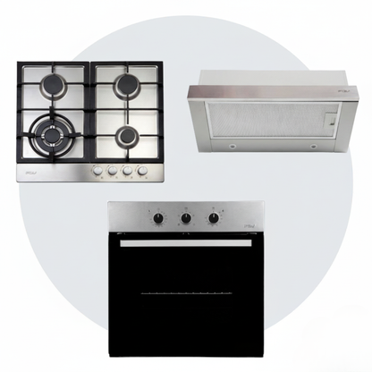 Kit Horno Design 57 Lts + Campana Easy Flow 60cm + Encimera Design 4Q Natural FDV