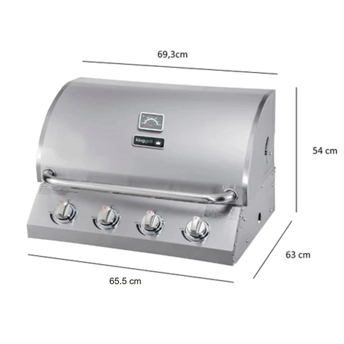Parrilla Gas Empotrada 4 Quemadores KG-P71122-N Kinggrill4#Plata