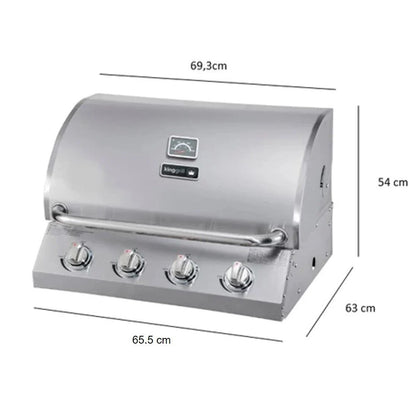 Parrilla Gas Empotrada 4 Quemadores KG-P71122-N Kinggrill4#Plata