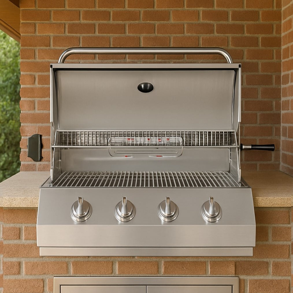 Parrilla a Gas Empotrada 4 Quemadores + Spiedo con Motor Kinggrill1#Gris