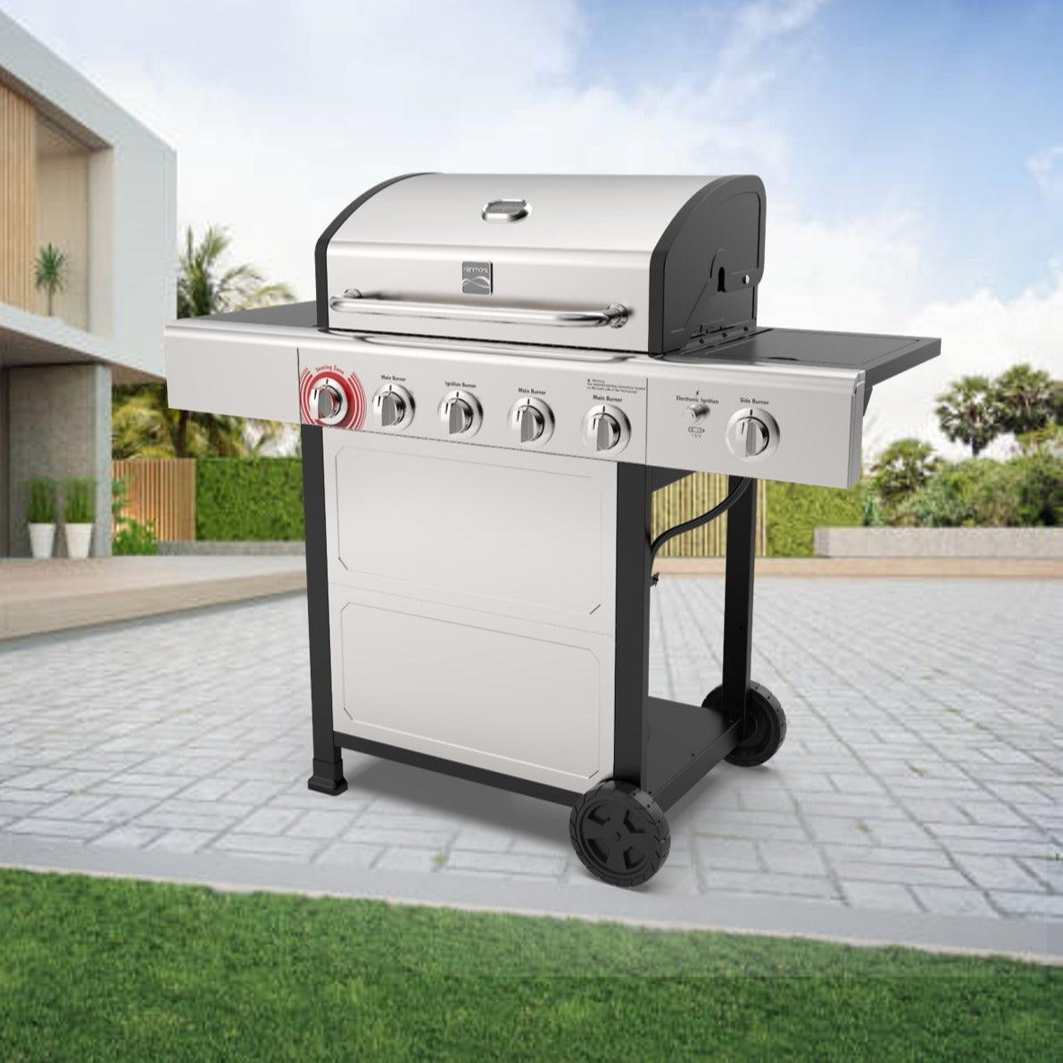 Parrilla a Gas 5 Quemadores + Quemador Lateral Kenmore2#Plata