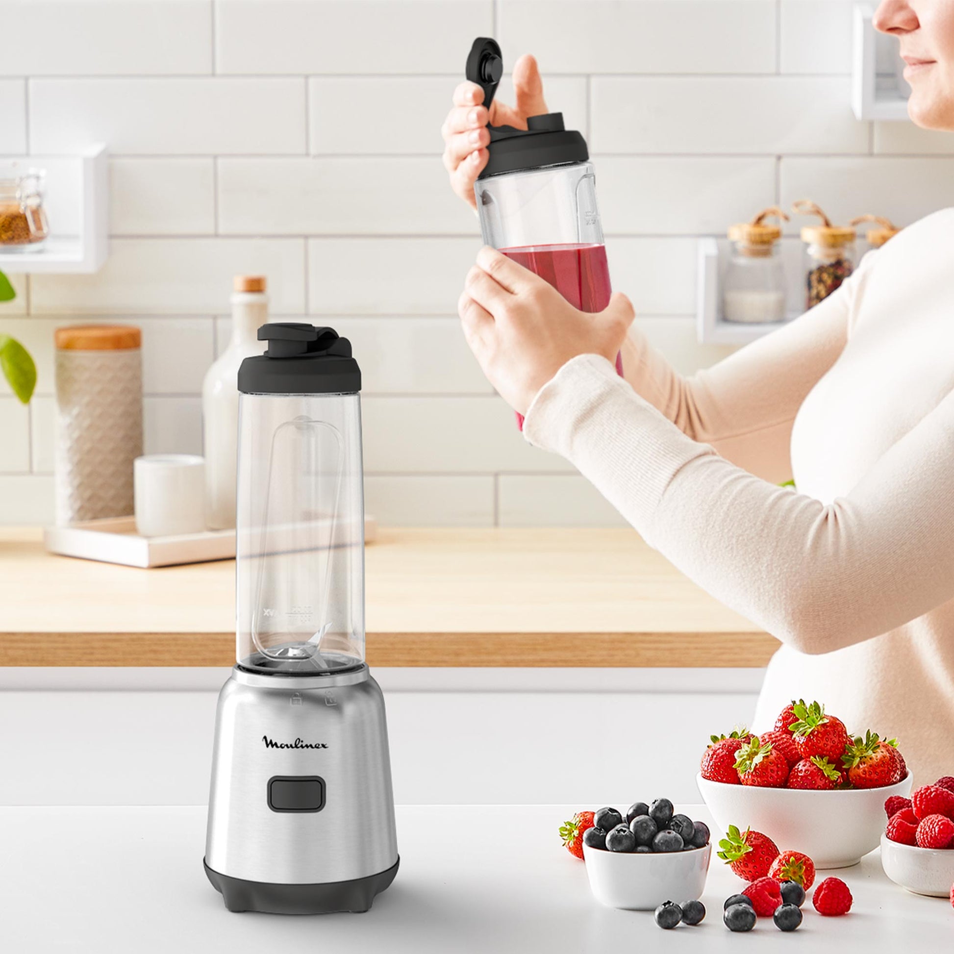 Licuadora Personal Tritan Mix & Move 300W Moulinex2#Acero