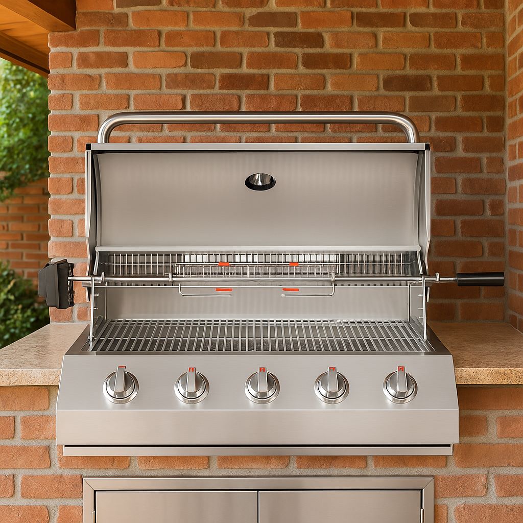 Parrilla a Gas Empotrada 5 Quemadores + Spiedo con Motor Kinggrill1#Gris