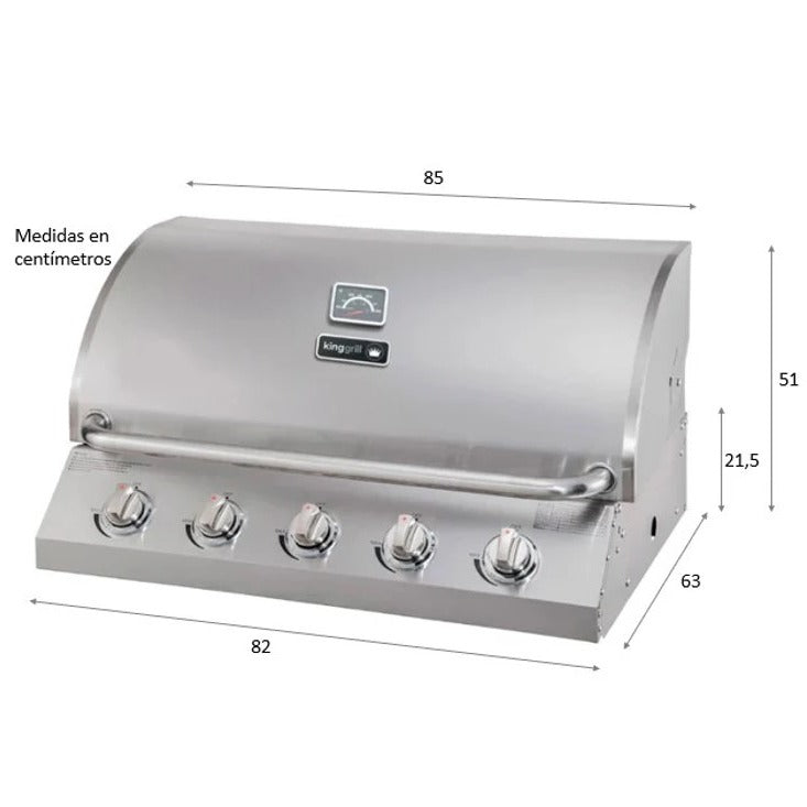 Parrilla Gas Empotrada 5 Quemadores KG-P71123-N Kinggrill3#Acero