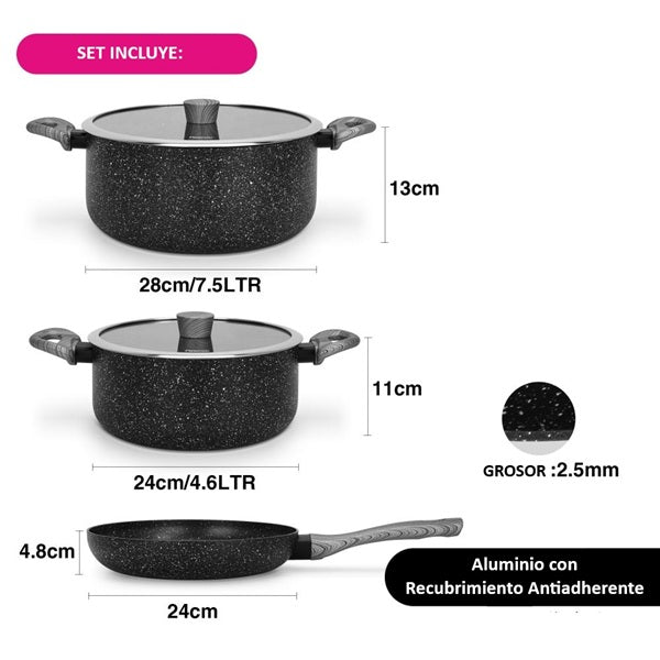 Set De Ollas & Sartén Fide 5 piezas Fissman2#Negro