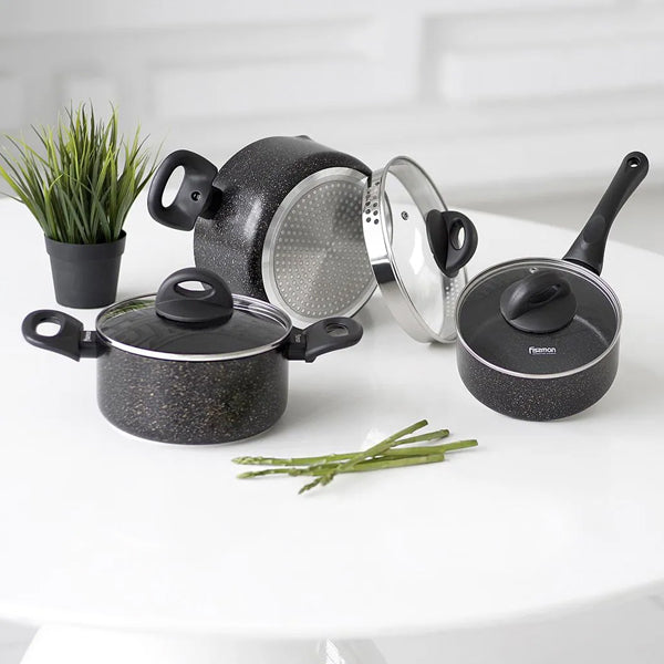 Juego De Ollas Y Sartén Serie Forde 5 piezas Fissman1#Negro