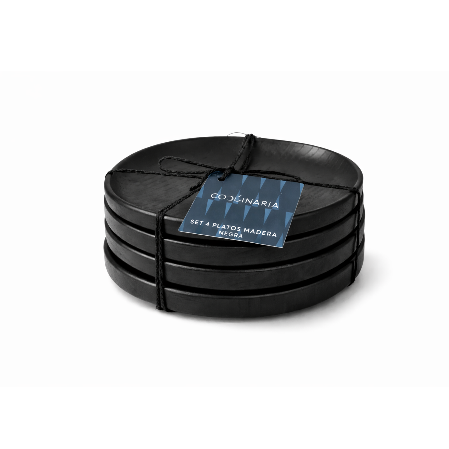 Set 4 Platos Madera Negra Coquinaria