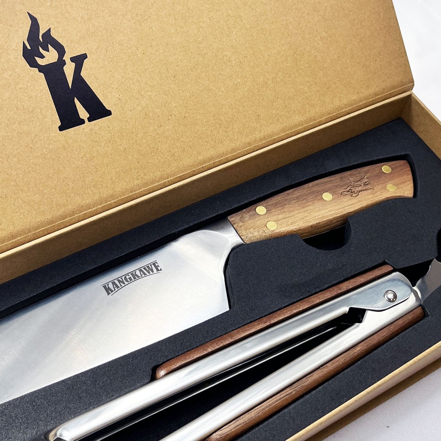 Set Parrillero Cuchillo Catemu + Tenaza 10 Edición Limitada Kangkawe3#acero