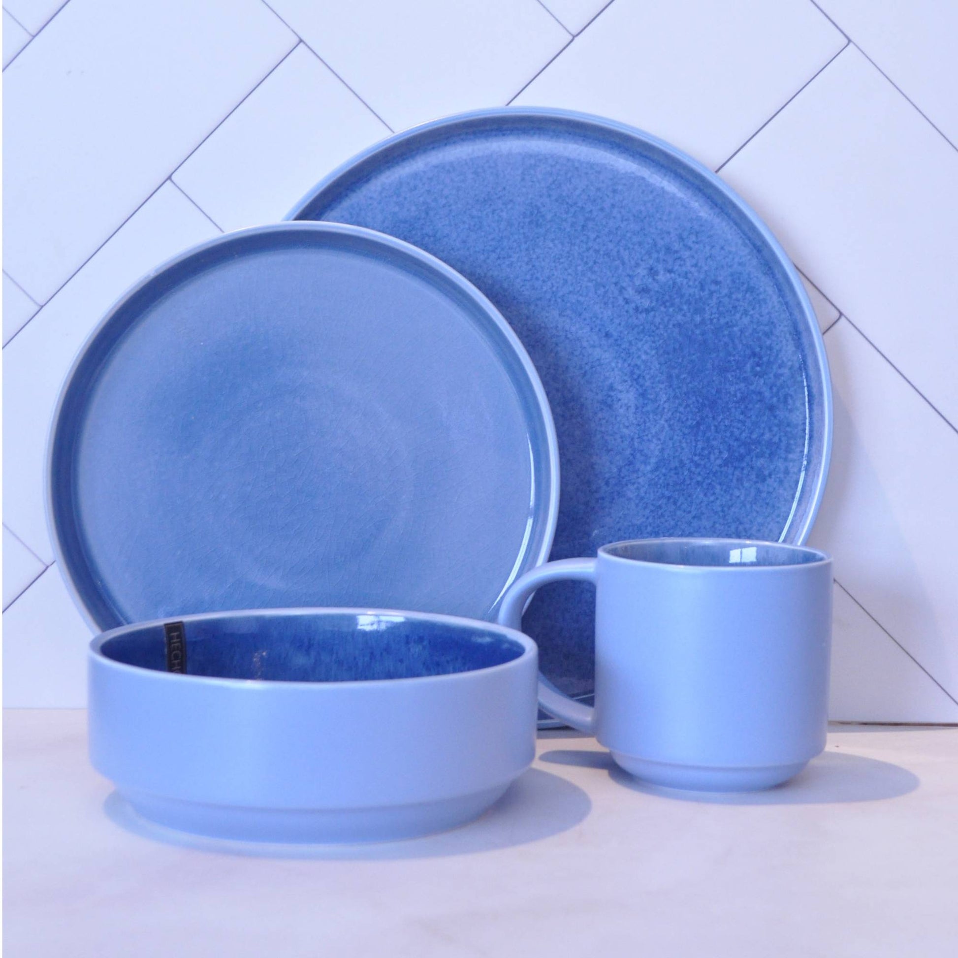 Juego de Loza 24 piezas Vajilla Cerámica Santorini Decoexpress1#Celeste