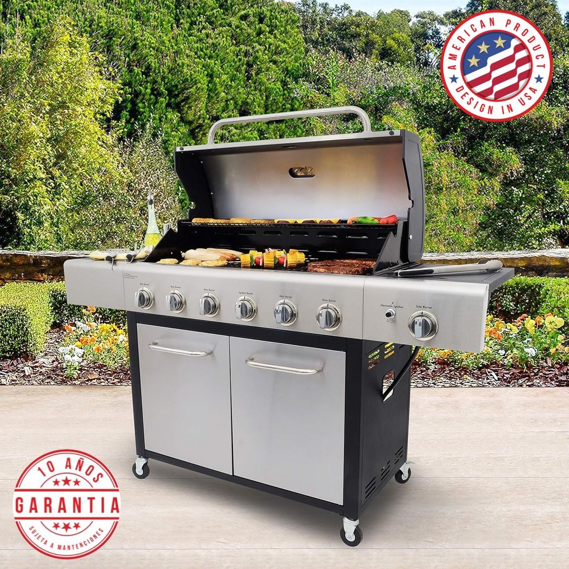 Parrilla Gas 6 Quemadores + Quemador Lateral KE-P47223-N Kenmore.4#Acero