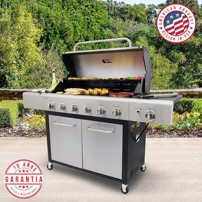 Parrilla Gas 6 Quemadores + Quemador Lateral KE-P47223-N Kenmore.4#Acero