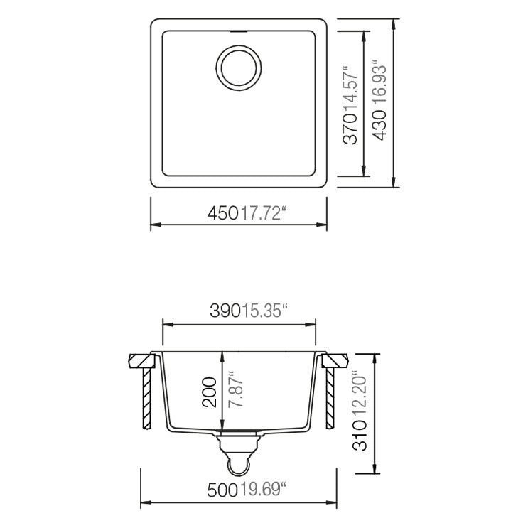 Lavaplatos Quadro N 100 S Alpina Schock7#Blanco