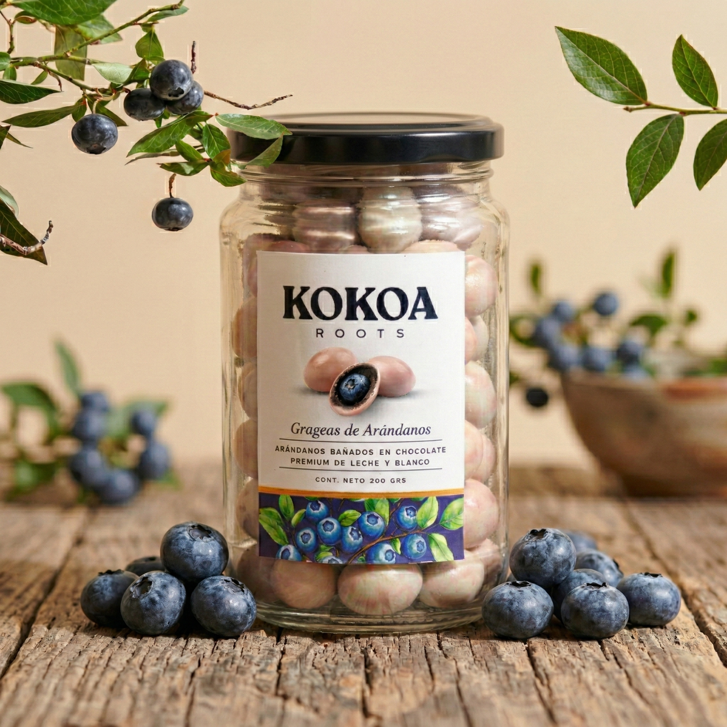 Grageas de Arándanos en Chocolate Blanco y Leche 200 grs Kokoa Roots