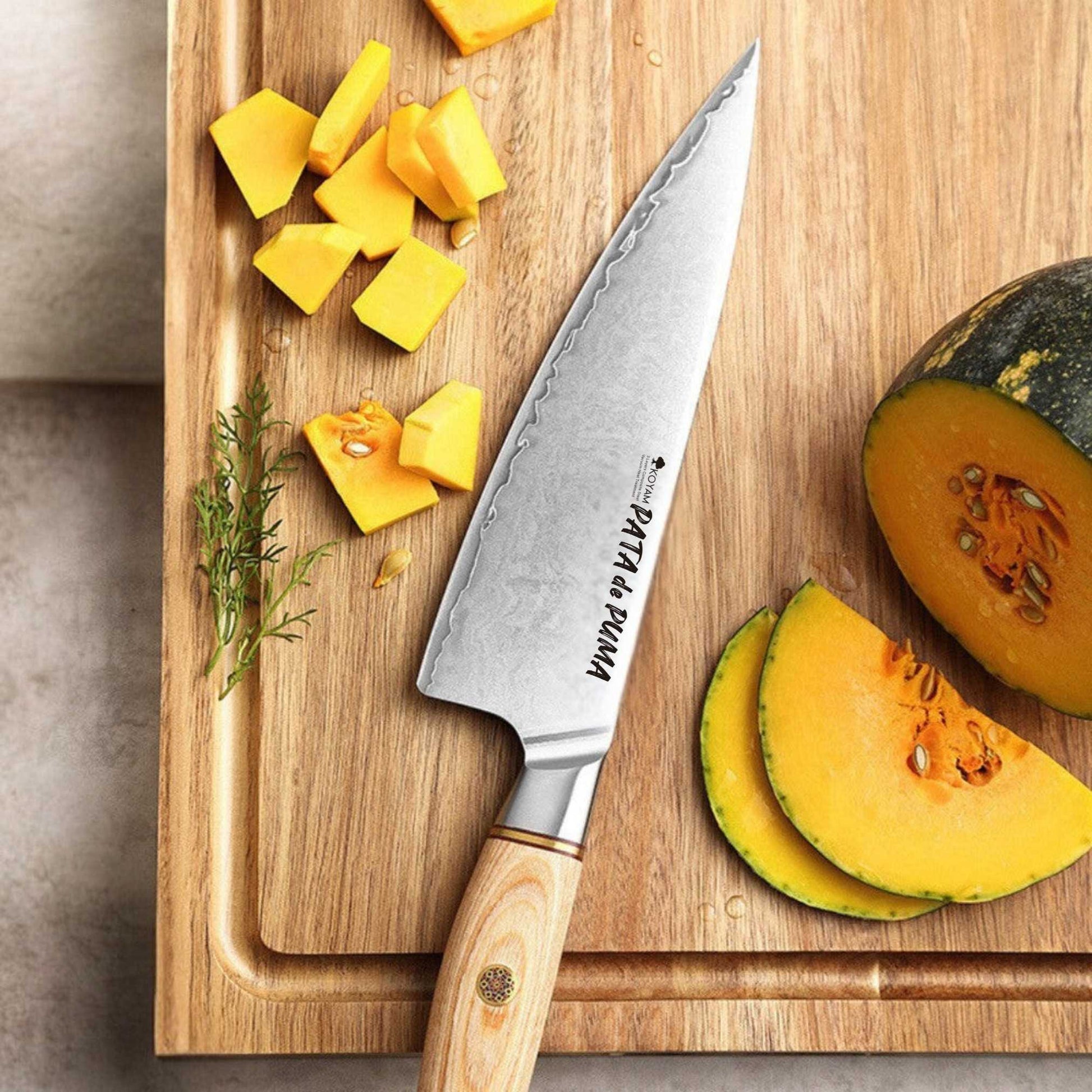 Cuchillo Chef Modelo Pata de Puma 21.2 Cm Koyam2#Amarillo Pálido