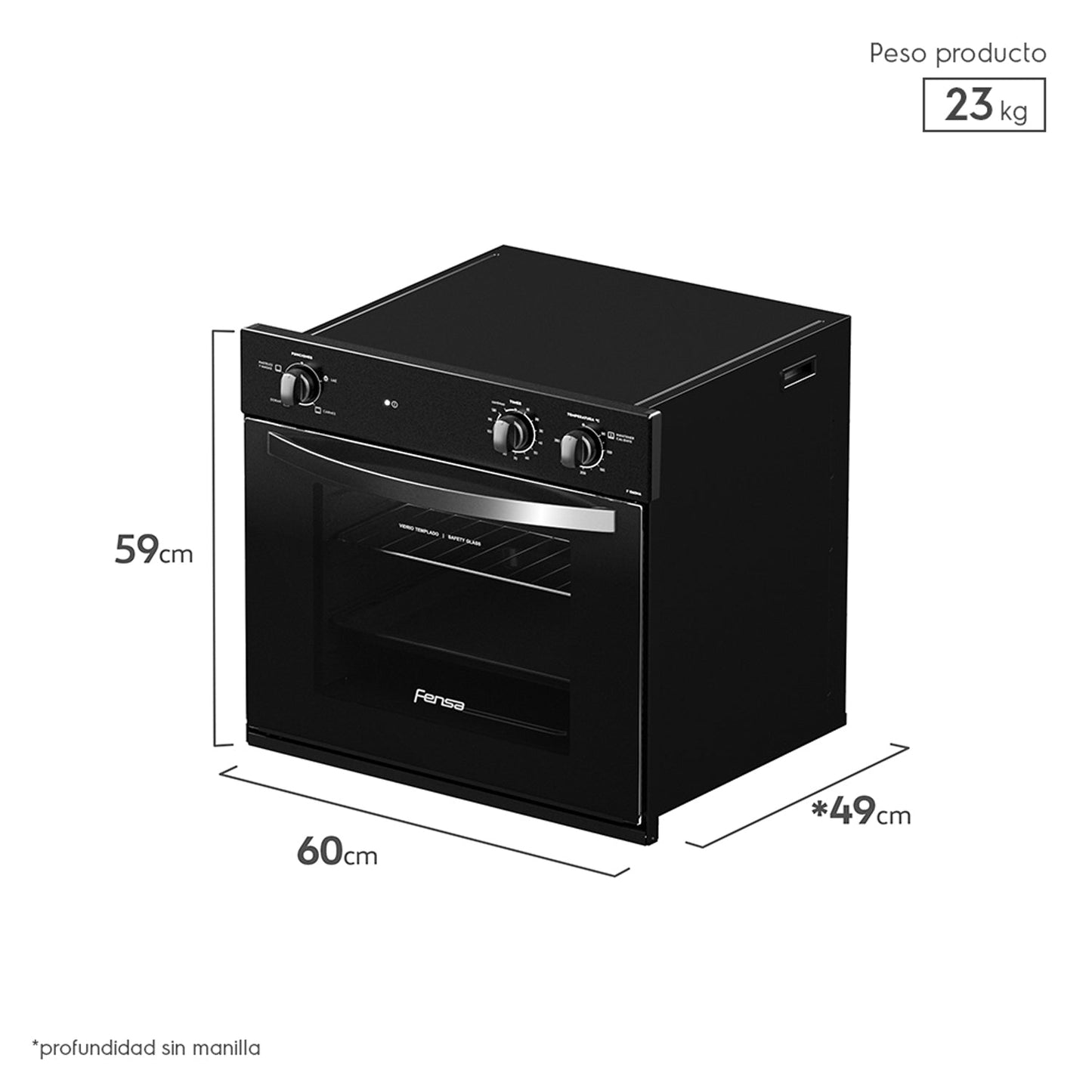 Kit Empotrado Horno F 1060NA + Encimera 4HF + Campana U6160 Fensa2#Negro