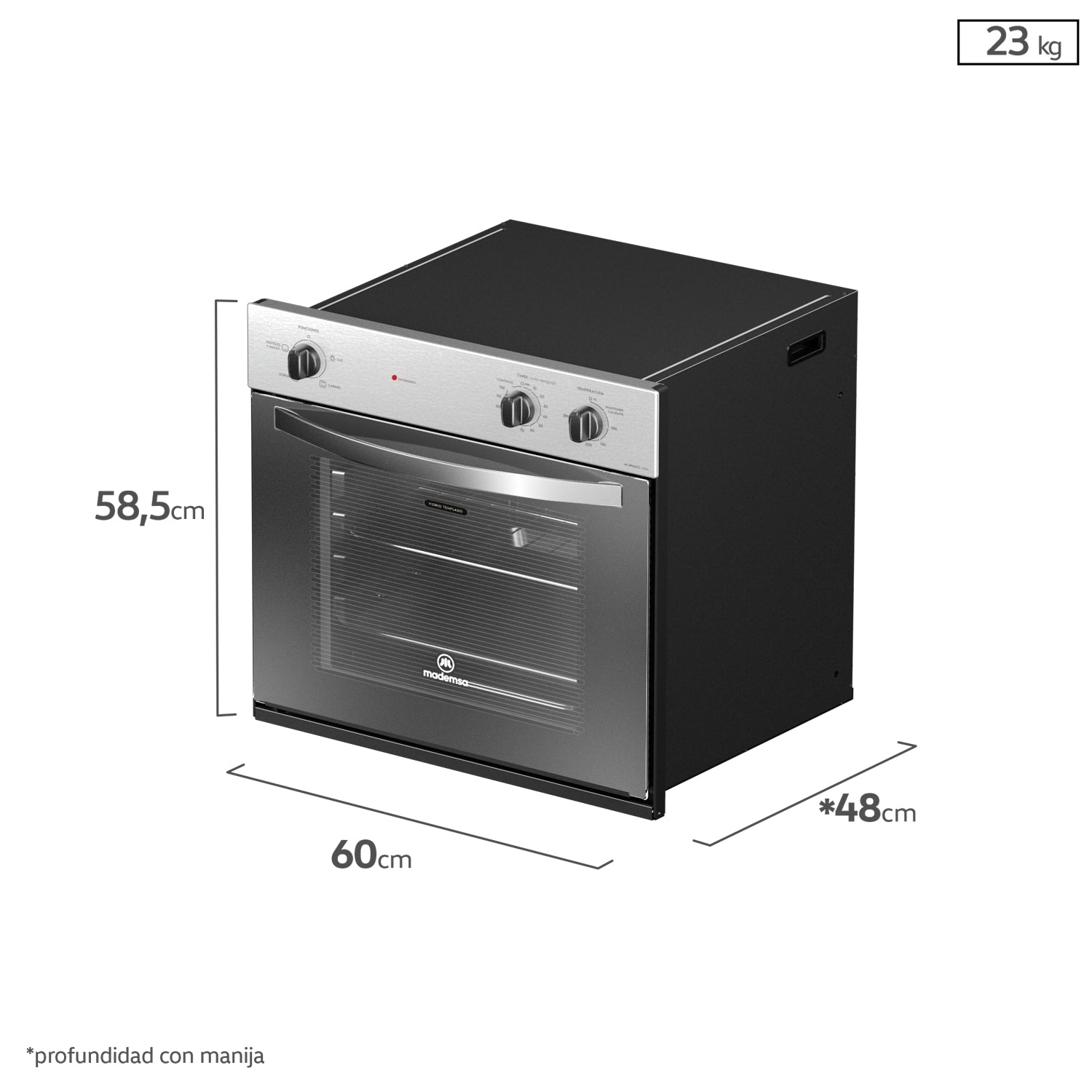 Kit Empotrado Horno M 140A + Encimera 435E + Campana M60 Mademsa2#Acero