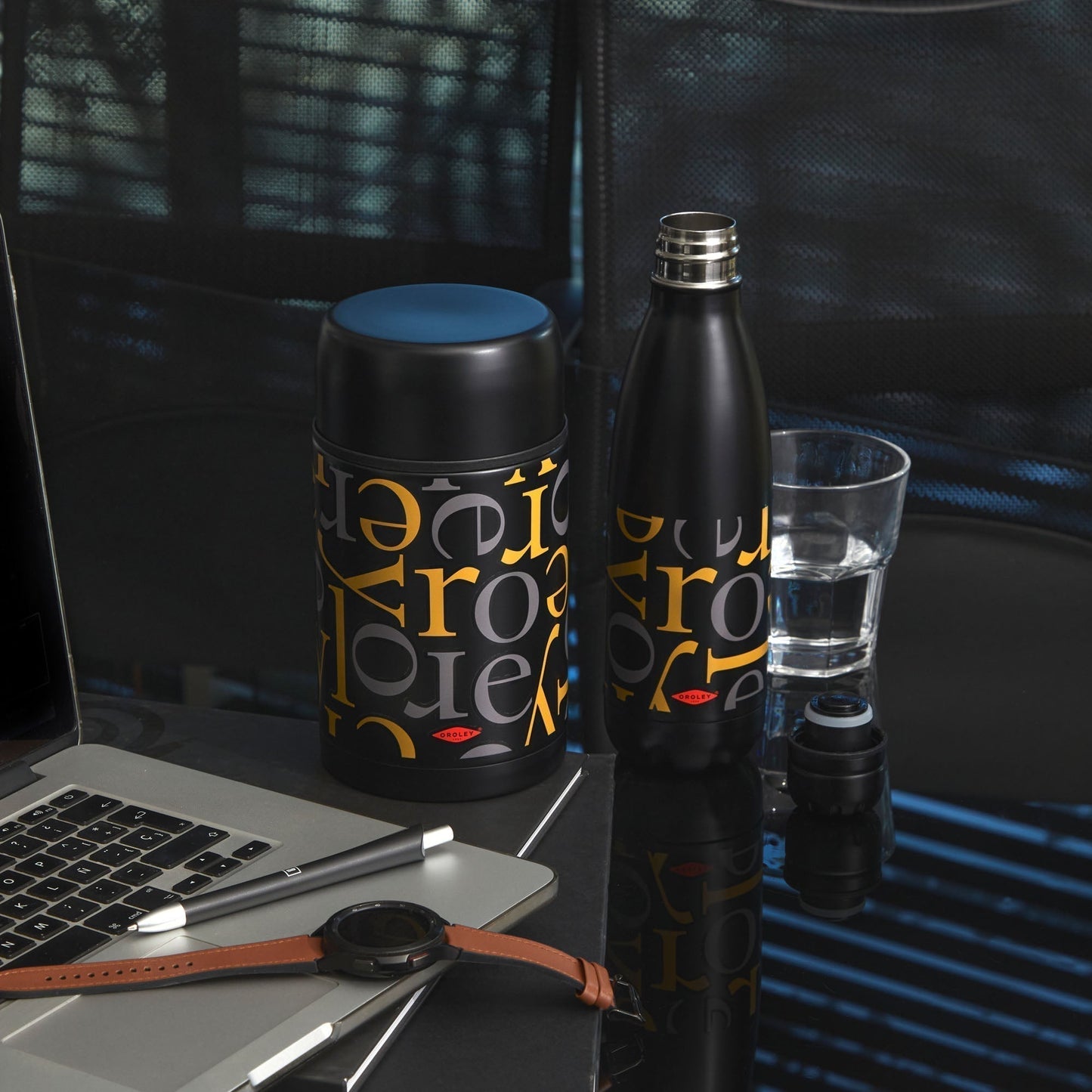 Set Letras Termo Comida + Botella Térmica Oroley3#Negro