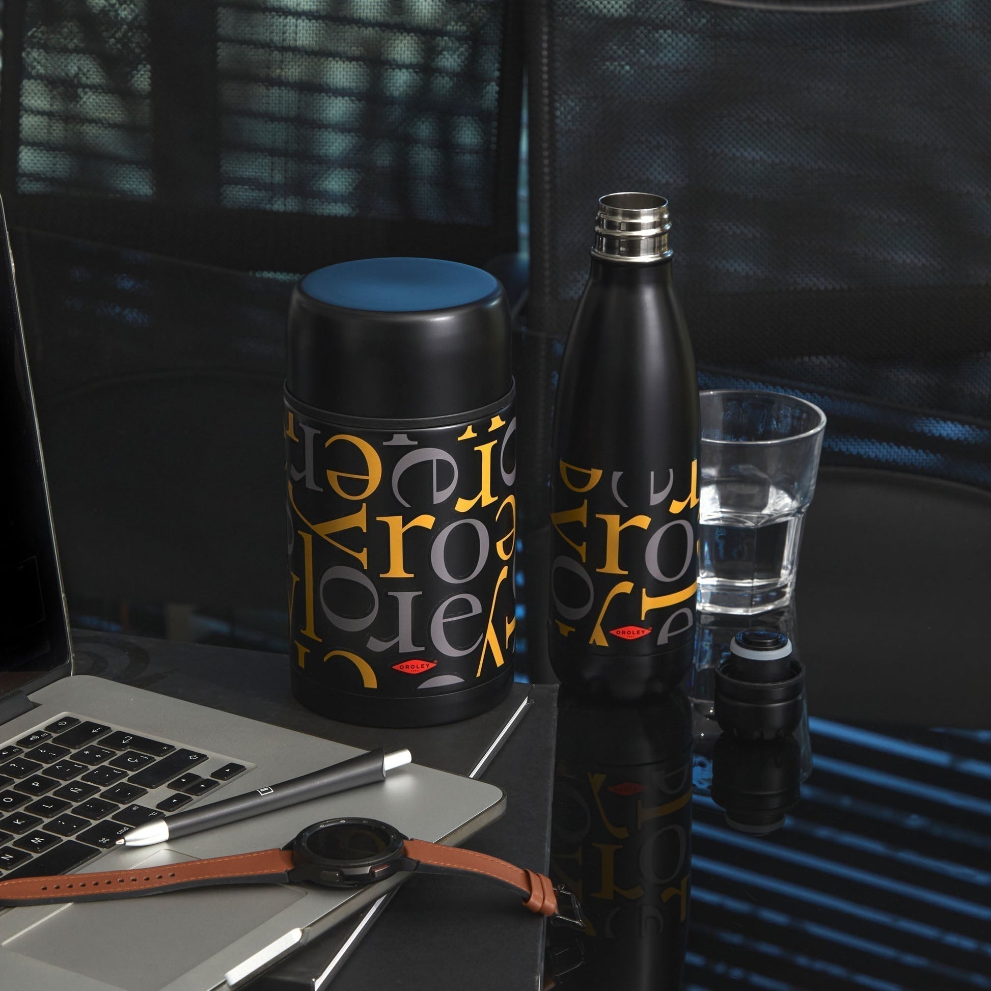 Set Letras Termo Comida + Botella Térmica Oroley3#Negro